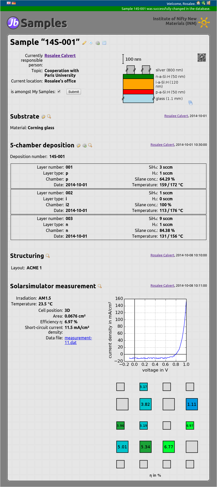 Sample data sheet screenshot