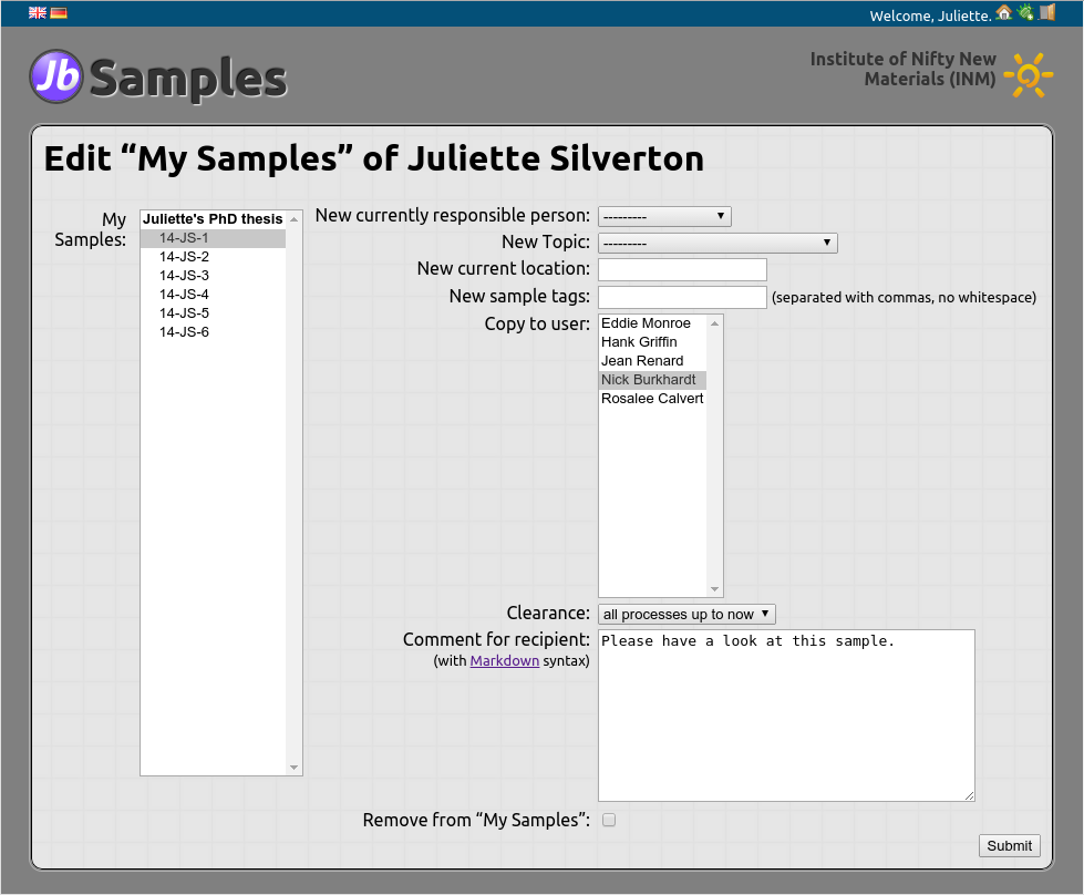 Edit My Samples screenshot