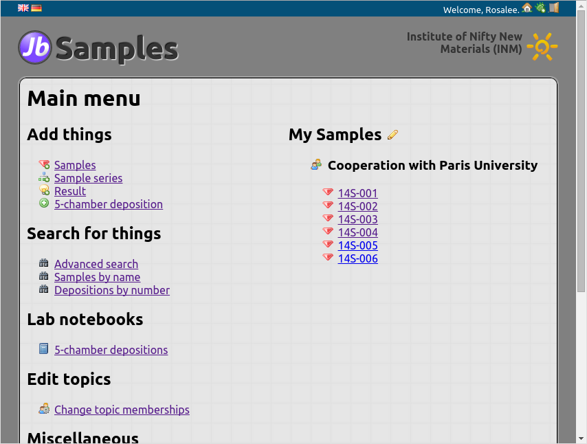 Main menu screenshot
