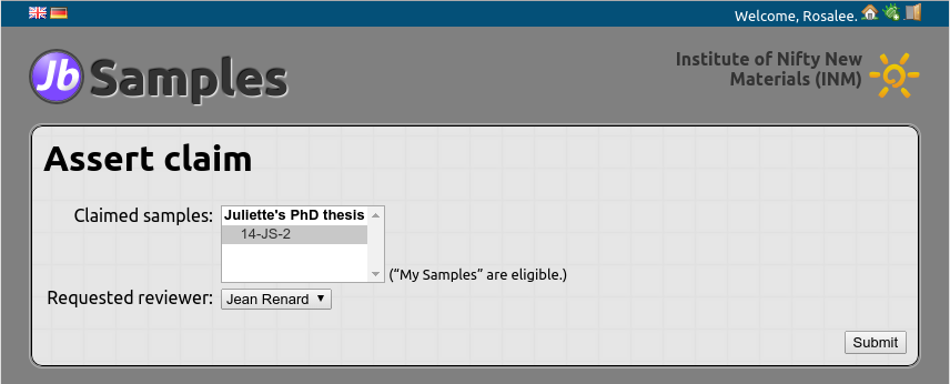Sample claim screenshot